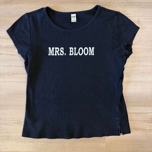 Vintage Y2K Mrs Bloom Graphic Black Baby Tee Shirt Size XL 2000s Coquette Girly